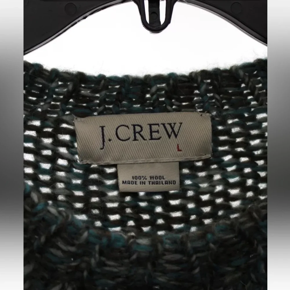 J.Crew vintage wool multi green marled knit sweater size large - Picture 3 of 4